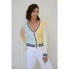 Central Park West Daphne Varsity Stripe Cardigan In Multi