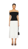Central Park West Darcy Off-the-shoulder Drop-waist Twofer Midi Dress