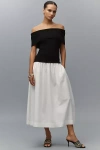 Central Park West Darcy Off-the-shoulder Drop-waist Twofer Midi Dress In Multi