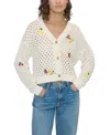 Central Park West Darcy Open Stitch Embroidered Cardigan In White