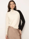 Central Park West Deacon Split Neck Sweater In Ivory Combo