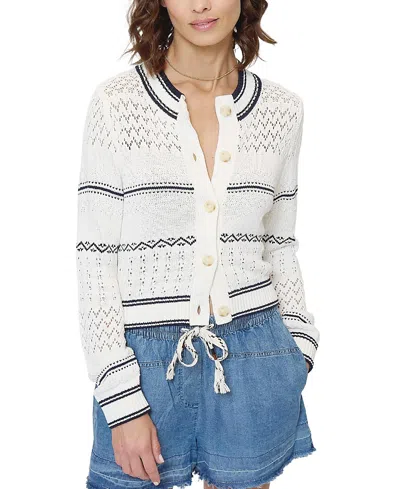 Central Park West Emanuel Nautical Stripe Cardigan In White