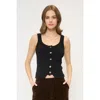 Central Park West Ember Chenille Button Up Tank In Black