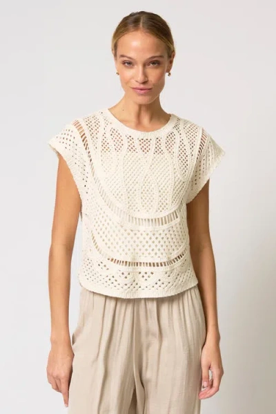 Central Park West Ember Machine Crochet Top In Neutral