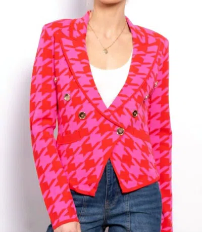 Central Park West Everly Double Breasted Blazer In Pink In Red