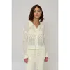 Central Park West Evie Open Stitch Polo In Neutral