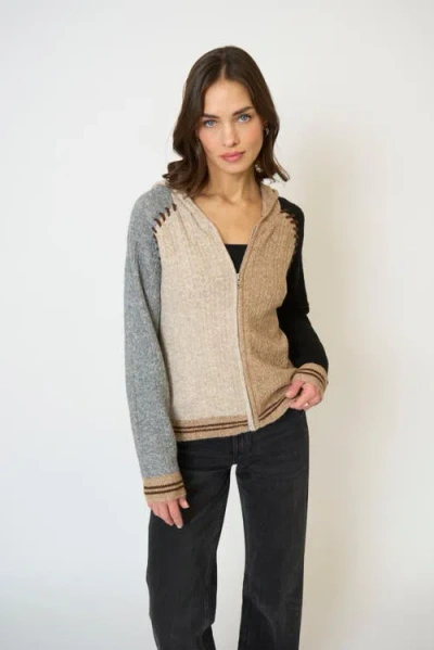 Central Park West Faye Cabled Hoodie W/whipstitch In Multi