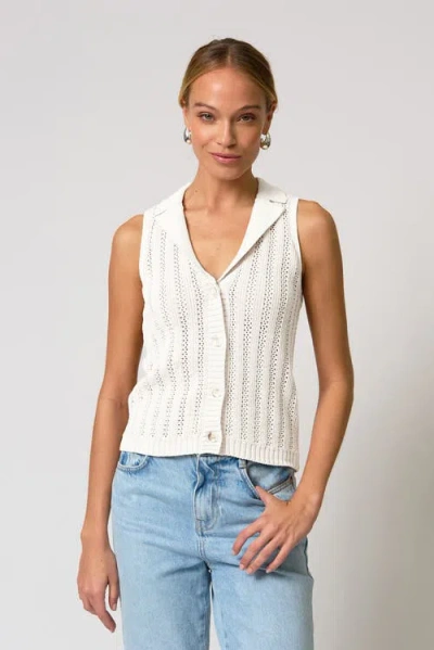 Central Park West Francie Mesh Stitch Sleeveless Vest In White