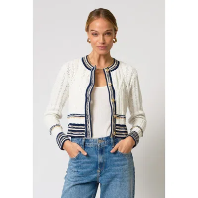 Central Park West Francie Novelty Stitch Cardigan In Multi