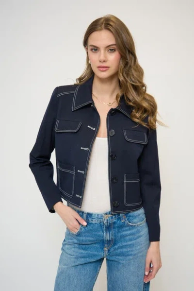 Central Park West Franki Topstitch Lady Jacket In Blue