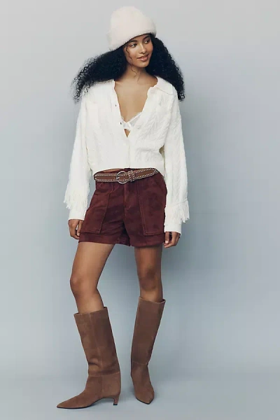 Central Park West Fringe Cable Knit Cardigan In White