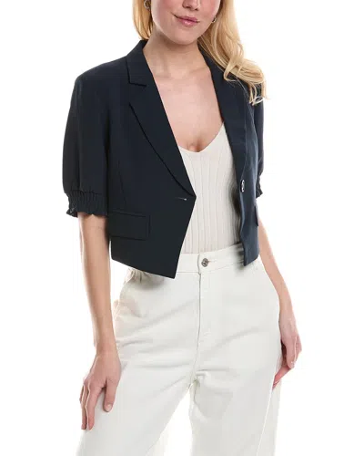 Central Park West Gal Puff Sleeve Crop Blazer In Blue