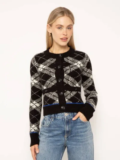 Central Park West Goldie Plaid Cardigan In Black Plaid