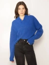 Central Park West Hugo Cabled Turtleneck In Cobalt