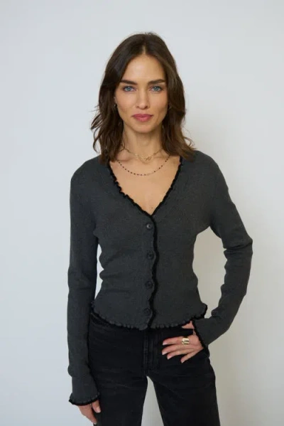 Central Park West Isla Fitted Vneck Cardigan In Gray