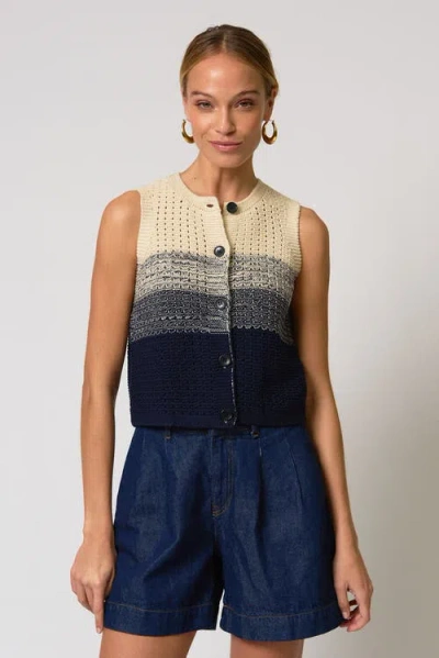 Central Park West Jacy Gradient Crochet Vest In Blue