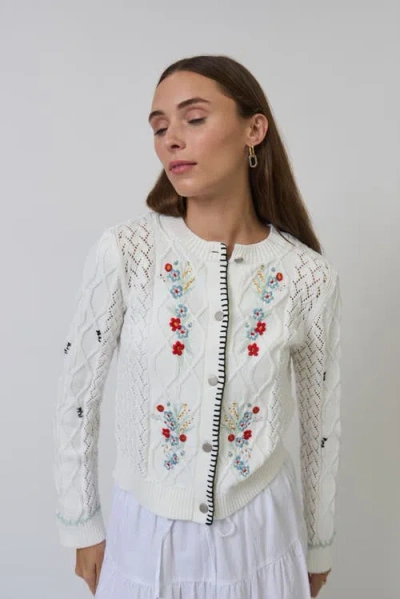 Central Park West Jaden Embroidered Cardi In Multi