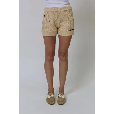 Central Park West Jaden Embroidered Shorts In Brown