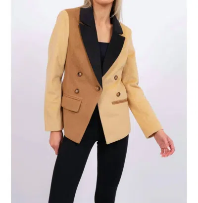 Central Park West Jax Colorblock Jacket In Khaki In Brown
