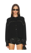 Central Park West Jay Studded Sweater Jacket In Black