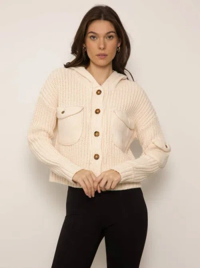 Central Park West Jett Oversized Cropped Hoodie In Ivory