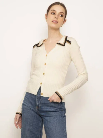 Central Park West Jules Crochet Edge Polo In Ivory
