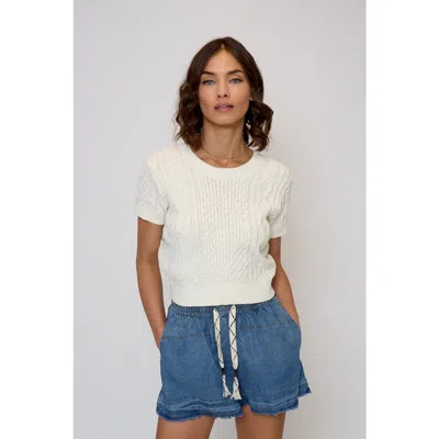 Central Park West Junie Cable Tee In White