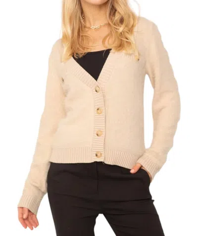 Central Park West Kaylen Eyelash Cardigan In Bone In Beige