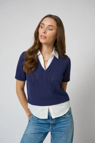 Central Park West Kendall Poplin Twofer In Blue