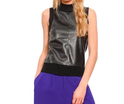 Central Park West Khloe Sleeveless Mockneck Top In Black