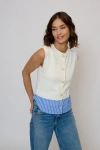 Central Park West Kira Twofer Button Up Tank In White