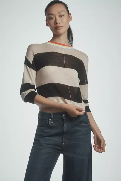 Central Park West Liana Crew-neck Striped Sweater In Multi