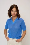Central Park West Liana Fitted Polo In Blue