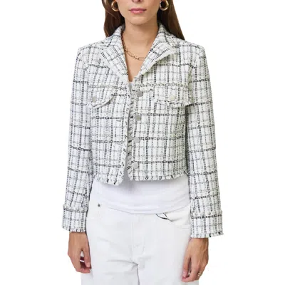 Central Park West Logan Studded Tweed Jacket In White