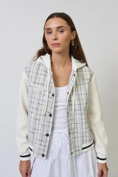 Central Park West Logan Tweed Bomber In Neutral