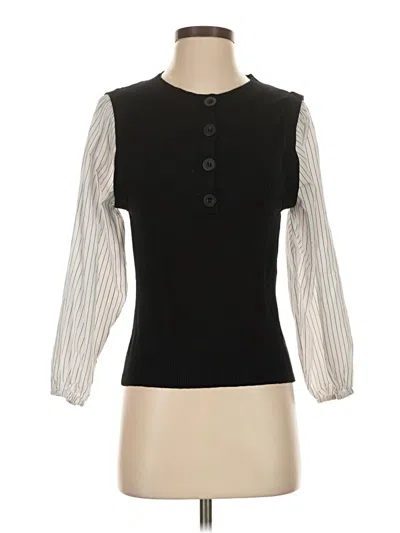 Pre-owned Central Park West Long Sleeve Blouse In Black