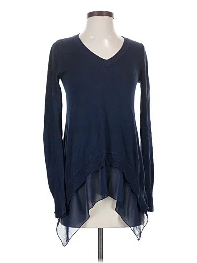 Pre-owned Central Park West Long Sleeve Top Blue V-neck Tops