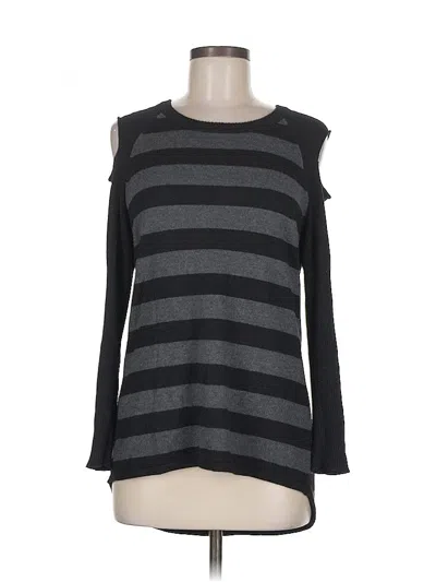 Pre-owned Central Park West Long Sleeve Top Gray Cold Shoulder Neckline Tops