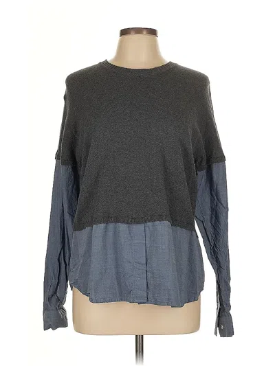 Pre-owned Central Park West Long Sleeve Top Gray Crew Neck Tops