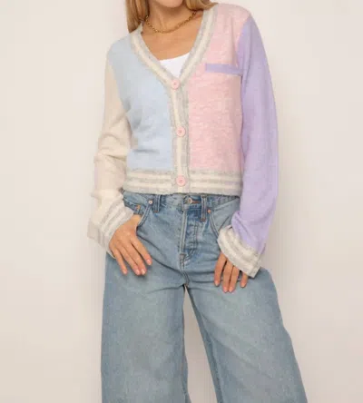 Central Park West Maia Varsity Colorblock Cardigan In Multi