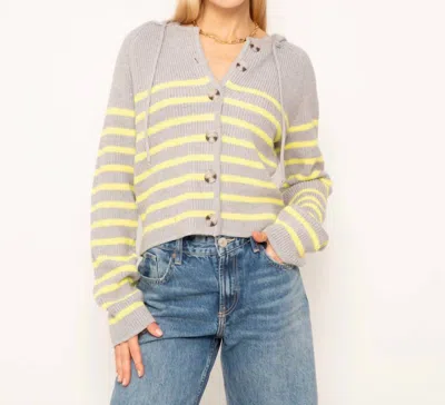 Central Park West Maple Striped Dickey Sweater Jacket In Grey/citron In Multi