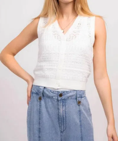 Central Park West Margo Button Up Tank In White