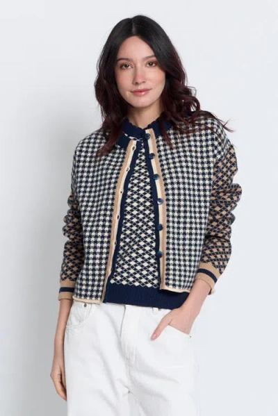 Central Park West Marlo Mixed Check Cardigan In Multi