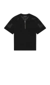 Central Park West Mesh Shoulder Sweater In Black