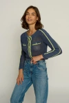 Central Park West Open-knit Cardigan Sweater In Navy