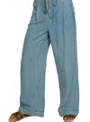 Central Park West Mid Rise Wide Leg Pants In Light Blue