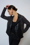 Central Park West Milan Sweater Combo Trench Jacket In Black