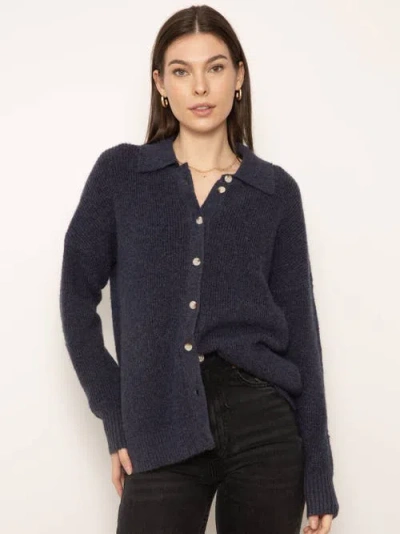 Central Park West Millie Oversized Sweater Polo In Navy