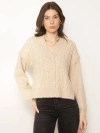 Central Park West Myles High Low Cabled Cardigan In Oat