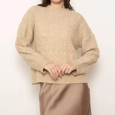 Central Park West Myles Tri Tone Cabled Crewneck Sweater In Oat